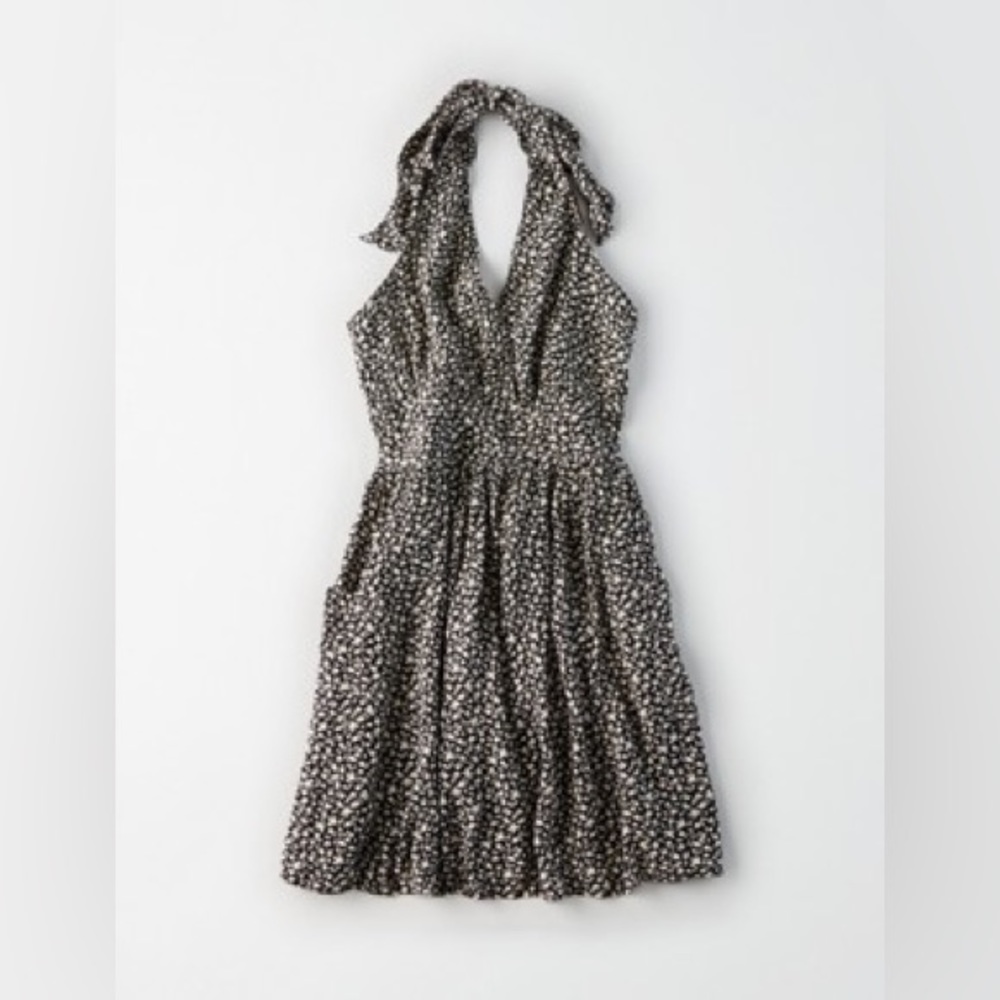 American Eagle Halter Babydoll Dress Black